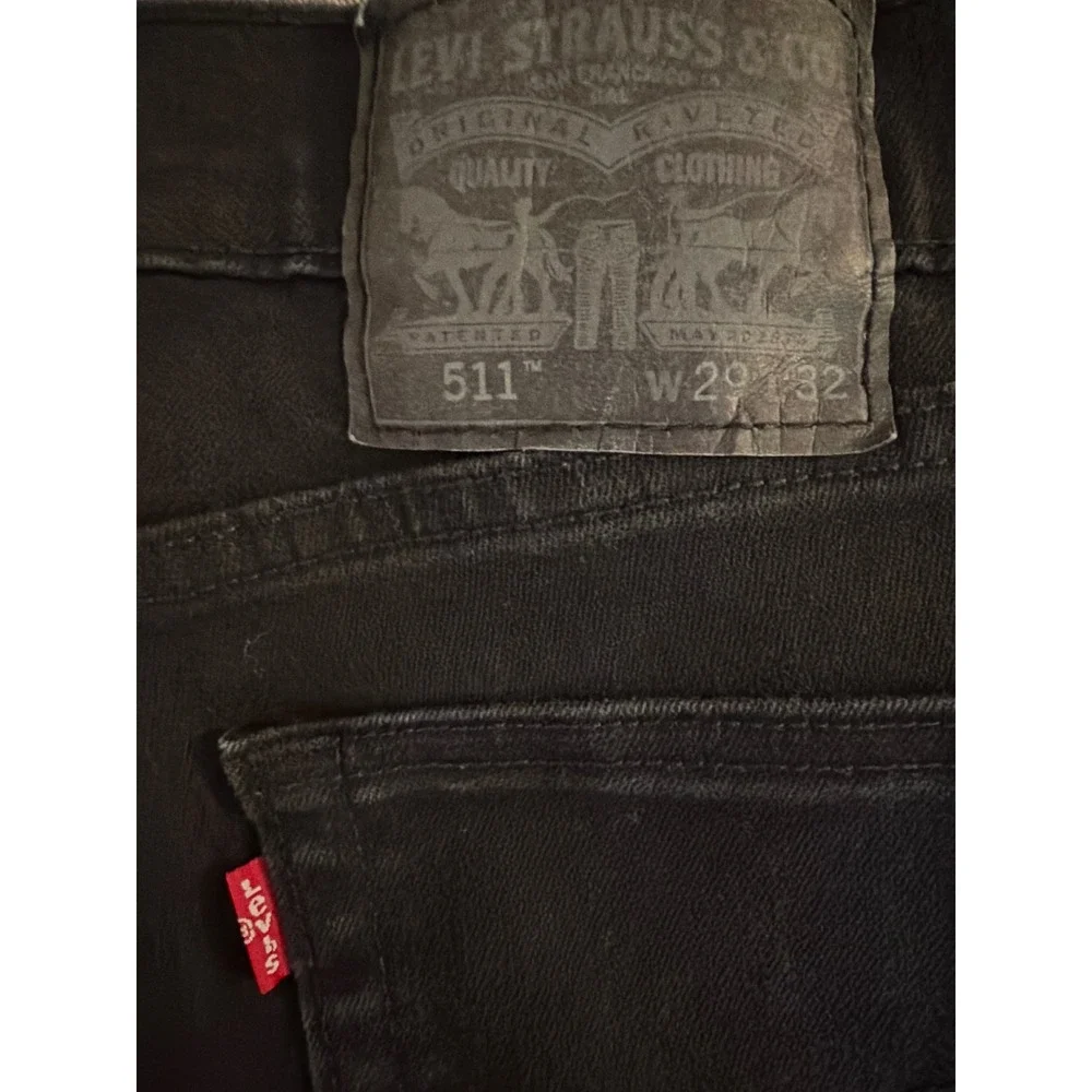 Levi's Jeans Mens 29x32 511 Slim Fit Black Stretch Denim WaterLess
